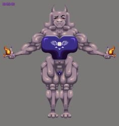armor big_breasts bovid breastplate breasts caprine digital_media_(artwork) elemental_manipulation excessive_muscles exkrill female fire fire_manipulation goat horn huge_breasts low_res mammal muscular muscular_arms muscular_female muscular_legs muscular_thighs pasties pixel_(artwork) smug smug_face solo sprite thick_thighs toriel toriel_(undertale) undertale undertale_(series)