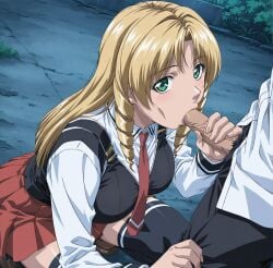 1boy 1girls :>= academy_uniform_(bible_black) ai_generated bible_black blonde_hair blowjob blush breasts clothed_sex clothing drill_hair drill_sidelocks dripping dripping_cum faithful_to_the_anime female femsub full-face_blush green_eyes hand_on_penis heavy_blush holding_penis irrumatio long_sleeves looking_at_viewer male necktie night nipples nude oral oral_rape oral_sex outdoors pants parted_bangs penis penis_grab penis_in_mouth pleated_skirt school_uniform schoolgirl shiraki_rika shirt shoes side_view sidelocks skirt squatting standing stockings student_council_president sucking sucking_penis suspenders sweat tears teen teenage_female teenage_girl teenager thighhighs uncensored upper_body vacuum-like_fellatio vacuum_blowjob vacuum_fellatio vacuum_suck very_long_hair vest yellow_hair