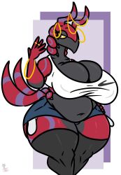 big_breasts breasts chubby cleavage female furry huge_breasts kingretrokirby pokemon pokemon_(species) scolipede thick_thighs wide_hips
