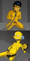 bondage chained chains gay leather male men_only montgomery_burns the_simpsons victor_das_wolfen