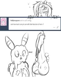 ... ? anthro balls breasts cleavage clothed clothes cum cum_on_face eeveelution english_text equine excessive_cum glory_hole horse jet_(quin_nsfw) mammal monochrome my_little_pony nintendo open_mouth original_character penis pokemon pokemon_(species) pony quin-nsfw text tongue tumblr umbreon wide_eyed