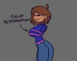 armless breast_focus female_frisk frisk huge_breasts humor kkt05 undertale undertale_(series)