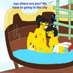 1boy 2girls akita_(ninjago) cheating duchess_pixal jay_(ninjago) lego lloyd_garmadon ninjago nya_(ninjago) rise_of_the_snakes_(ninjago) secrets_of_the_forbidden_spinjitzu:_ice_chapter_(ninjago) secrets_of_the_forbidden_spinjitzu_(ninjago)