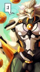 9:16 balls banyue_(zenless_zone_zero) bodily_fluids digital_media_(artwork) digital_painting_(artwork) dripping erection front_view genital_fluids genitals hi_res humanoid looking_at_viewer machine male mane mihoyo on_display painting_(artwork) penis precum precum_drip presenting presenting_balls presenting_penis robot robot_humanoid solo speech_bubble standing tagme zenless_zone_zero zombie_maykr