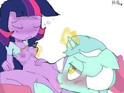 2girls blush bottomless breasts clitoris closed_eyes cunnilingus equestria_girls equine erect_nipples female female_only horn horse human interspecies licking lyra_heartstrings_(mlp) magic multicolored_hair muttgirl my_little_pony navel nipples open_mouth oral oral_sex plain_background pony purple_skin pussy rub shirt_lift simple_background sleeping small_breasts spread_legs symbol-shaped_pupils tongue tongue_out twilight_sparkle_(mlp) unicorn yuri