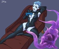 1futa bulge bulge_through_clothing dafuqart dc dc_comics futanari livewire penis_outline slime slime_monster superman_(series) tentacle