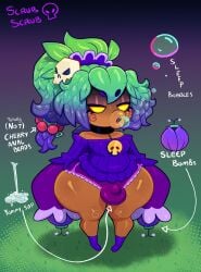 1boy balls balls_in_panties bottom_heavy bulge choker crossdressing deku_(tloz) deku_scrub femboy green_hair majora's_mask male nintendo oc ocarina_of_time original_character ponytail somescrub text the_legend_of_zelda thick_thighs