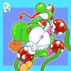 1boy absurd_res ambiguous_gender anal anthro anus artist_request ass ball_suck big_butt bite_mark butt dinosaur elemental_creature fellatio flora_fauna furry furry_male green_body group hi_res humanoid licking male male/ambiguous mario_(series) nintendo oral penile piranha_plant plant prehistoric_species reptile rimming scalie sex sucking tongue yoshi