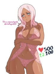 babydoll dark-skinned_female dark_skinned_female en'en_no_shouboutai enen_no_shouboutai fire_force hibana_(fire_force) lingerie martinpunk nightgown pink_hair princess_hibana sleepwear