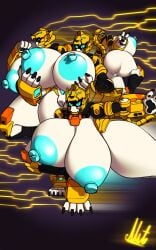 2026 ass big_breasts big_butt black_body blue_eyes blue_nipples blue_vulva breasts cheetah closed_eyes digital_drawing_(artwork) digital_media_(artwork) electricity eyelashes felid feline female genitals gesture hand_gesture hi_res holding_breast huge_breasts huge_butt huge_thighs humanoid hyper hyper_thighs lightning_bolt looking_back machine mammal mecha mecha_focus mecha_girl metal_cardbot mouthless multicolored_body multiple_poses nipples nutnut_kunisaki pose robot robot_humanoid side_boob solo tachi_(metal_cardbot) tachy_(metal_cardbot) tail thick_thighs v_sign visor_eyes vulva white_body yellow_body