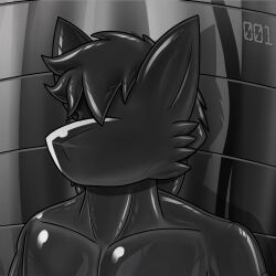 1:1 2023 anthro biped black_clothing black_skinsuit bust_portrait canid canine cheek_tuft clothing covered_eyes covered_face davidylego detailed_background digital_drawing_(artwork) digital_media_(artwork) drone facial_tuft fox front_view hi_res inside latex latex_clothing latex_skinsuit male mammal portrait skinsuit solo tight_clothing tuft