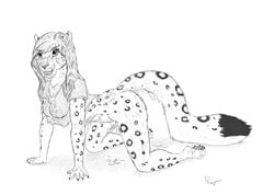 2016 anthro black_and_white breasts clothing cum cum_drip cum_in_ear cum_in_mouth cum_inside cum_on_breasts cum_on_face cum_on_feet cum_on_floor cum_on_hand dripping feline female fur leopard mammal monochrome plejman shirt sketch snow_leopard