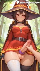 1futa 2026 ai_assisted ai_generated anime artist_name asymmetrical_legwear bandaged_leg bandages bare_tree belt black_legwear breasts bush cape cock dick dress erection explicit fingerless_gloves foliage foreskin forest futa_only futanari gloves hat hi_res high_quality high_resolution highres kono_subarashii_sekai_ni_shukufuku_wo! konosuba light-skinned_futa megumin nature outdoors patreon patreon_username penis precum red_eyes sarashi single_thighhigh solo stable_diffusion testicles thighhighs tree_stump tsukoneko uncensored under_tree watermark witch_hat