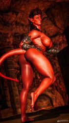 1girls 3d ass ass_focus baldur's_gate baldur's_gate_3 barefoot bicolored_hair black_hair blender_(software) body_modification body_scars broken_horn burn_scar demon_tail dungeons_and_dragons fantasy female forgotten_realms gloves half-shaved_hair half_shaved_head high_quality high_resolution horns karlach medieval medieval_fantasy muscle_mommy muscular_female ozirius pointy_ears posing pussy pussy_from_behind rain red-skinned_female red_hair red_skin scar scars smiling tail tail_curl tall_female tattoo tattooed_female tattoos thick_tail tiefling tiefling_girl