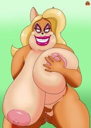 bbw big_ass big_breasts big_lips boob_grab crash_(series) fat_pussy fat_woman fingering_self hag lipstick masturbation pussy_juice tawna_bandicoot ugly_bitch ugly_female