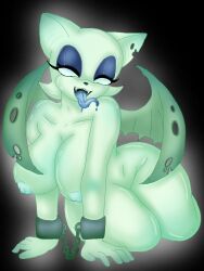 all_fours anthro bat bedroom_eyes big_breasts breasts cuff_(restraint) female ghost handcuffs looking_at_viewer mammal metal_cuffs narrowed_eyes nipples nude restraints rouge_the_bat seductive sega solo sonic_(series) sonic_the_hedgehog_(series) spirit thick_thighs tongue tongue_out wide_hips wings yucock-cake