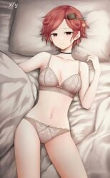 1girls bed bedroom bikini lenceria mikoko_aoi red_eyes zaregoto_series