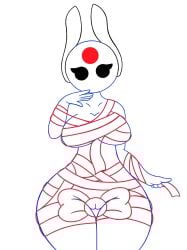 1girls antennae_(anatomy) blue_body blue_skin bondage bow facial_markings featureless_breasts female forehead_mark hand_to_own_mouth iterator_(rain_world) looking_at_viewer looks_to_the_moon_(rain_world) nexthargon one_hand_up rain_world ribbon ribbon_bondage robot robot_girl robot_humanoid solo solo_female thick thick_ass thick_thighs tied_up