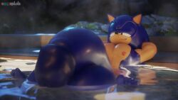 1boy 3d 3d_(artwork) anthro balls big_balls big_muscles big_pecs big_penis digital_media_(artwork) eulipotyphlan feet flaccid fur genitals half-closed_eyes hands_behind_head hedgehog hi_res hot_spring huge_balls huge_cock hyper hyper_balls hyper_genitalia hyper_penis looking_at_genitalia looking_at_penis male male_only mammal muscular narrowed_eyes nude nude_female onyxsplash pecs penis relaxing resting sega smug_grin solo solo_male sonic_(series) sonic_the_hedgehog sonic_the_hedgehog_(series) steam water wet wet_body wet_fur