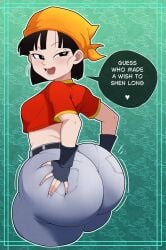 aged_up artist_request ass_bigger_than_breasts ass_bigger_than_head ass_focus big_ass bubble_butt dark_hair dat_ass dragon_ball dragon_ball_gt fat_ass grabbing_ass grabbing_own_ass huge_ass looking_at_viewer looking_back nebryl pan_(dragon_ball) round_ass short_hair shortstack showing_ass small_breasts smaller_breasts thick_ass thick_thighs thighhighs wobbling_ass