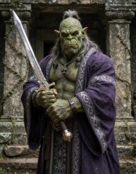 ai_generated bara bare_chest male male_only muscle odinseye orc robe solo solo_male