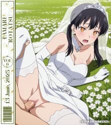 1boy ai_generated en'en_no_shouboutai enen_no_shouboutai female fire_force kotatsu_tamaki male nipples pussy tamaki_kotatsu wedding_attire wedding_dress