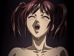 1girls amatsuki_jun animated bible_black boobs bouncing_breasts breasts brown_hair closed_eyes drooling female female_focus gif holding_breast holding_tits milky_(company) milky_animation_label open_mouth orgy panorama reverse_gif stitched