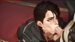 ai ai_generated arcane arcane_brawler_vi arcane_vi azure993 blowjob breasts cum cum_in_mouth cum_inside cumming deepthroat fake_art fellatio female female_focus girl goth goth_girl league_of_legends leather_clothing riot_games uncensored vi