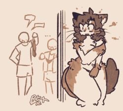 bluebriararts covering covering_breasts covering_crotch covering_self embarrassed embarrassed_nude_female enf furry naked revenge stolen_clothes stolen_swimsuit tagme