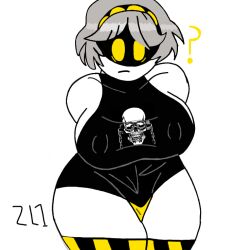 1girls band_shirt big_breasts camarøzl1 female female_only glitch_productions megadeth murder_drones shirt skull solo_female tagme v_(murder_drones)
