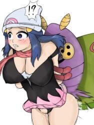 1boy 1girls arm_grab arms_behind_back arms_held_back blue_eyes blue_hair clothed_sex dawn_(pokemon) dustox exposed_pussy hat motion_blur namanakonamako2 panties_aside pokemon pokemon_dppt pokephilia pussy pussy_juice rape sex sex_from_behind standing_sex tears wide_eyed