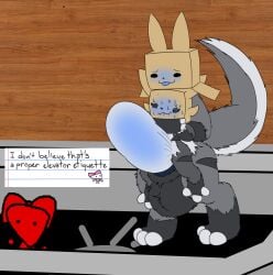 absurd_res amazed anthro arm_around_neck baishu balls big_balls big_penis black_body black_fur blush bodily_fluids box brother_(lore) brother_and_sister_(lore) by_moan cardboard cardboard_box container detailed_background duo duo_focus english_text fan_character female fur genitals grey_body grey_fur hi_res huge_balls huge_cock incest_(lore) lagomorph leporid made_in_abyss male male/female mammal mouse mozelle mozelle_(regretevator) murid murine narehate neck_grab paws penetration penis public public_nudity public_sex rabbit regretevator roblox roblox_game rodent sato_(kabsfy) sex sibling_(lore) sister_(lore) size_difference stomach_bulge sweat sweatdrop tail tail_tuft text the_axolotl_sun tongue tongue_out tuft vaginal_penetration white_body white_fur