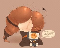 :) antennae big_ass boilingvalerii fishnet_legwear fishnets jack-o_pose smiley_face text text_bubble tv_head tv_screen