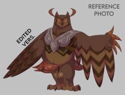 1boy anthro anthrofied armour avian beak bird brown_body claws clothed erect_penis erection fan_character feathered_wings feathers feet genitals looking_at_viewer male male_only owl penis presenting sega sharptalon_(sonic) slightly_chubby solo sonic_(series) sonic_the_hedgehog_(film) sonic_the_hedgehog_(series) tail tail_feathers talons thick_thighs toes winged_arms wings