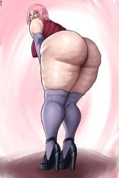 1girls anus artist_logo ass ass_bigger_than_head ass_crack ass_focus ass_view back background bare_ass behind_view big_ass bottom bottom_heavy bottomless bubble_ass bubble_butt butt_crack cellulite clothed clothed_female clothes clothing elbow_pads fat_ass female female_focus female_only from_behind from_below grizzlyart heavenly_ass highres huge_ass large_ass light-skinned_female light_skin low-angle_view lower_body lower_body_focus medium_hair naruto naruto_(series) naruto_shippuden no_panties pink_elbow_pads pink_hair presenting presenting_ass pussy pussy_pasty rear_view red_shirt red_sleeveless_shirt sakura_haruno shirt simple_background sleeveless sleeveless_shirt solo solo_female solo_focus spats standing standing_position sunlight thick thick_ass thick_female thick_thighs thighs topwear viewed_from_behind voluptuous voluptuous_female watermark white_body wide_hips