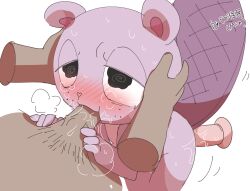 anthro blush bodily_fluids dildo duo fellatio happy_tree_friends hi_res human human_on_anthro male male/male mammal min oral penile sex sex_toy sweat tears toothy_(htf)