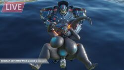 big_breasts breasts crossover female fucked_into_submission fucked_senseless fucked_silly gipsy_danger godzilla godzilla_(series) headlock huge_breasts jaeger kaiju notsafeforgek pacific_rim sea sunrise thick_thighs tongue_out water wide_hips