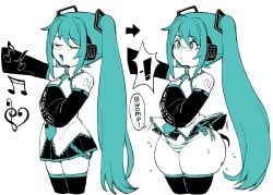 ! 1girls 2024 2d :< :d ass_expansion bare_shoulders before_and_after blue_eyes blue_hair blush_lines bottom_heavy closed_eyes closed_mouth cyan_eyes cyan_hair detached_sleeves dizzyspells embarrassed expansion exposed_panties female hatsune_miku headphones hips huge_hips long_hair long_sleeves necktie notes open_eyes open_mouth panties shocked shocked_expression shoulder_markings shy simple_background singing skindentation skirt skirt_up slave_handles solid_color_background solo sound_effects source striped_panties sudden thick_hips thick_thighs thigh_expansion thighhighs thighs tied_hair twintails underwear vest vocaloid white_background wide_hips