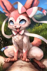 ahe_gao ai_generated blue_eyes blush cowgirl_position eeveelution eyes_rolling_back female feral feral_penetrated furairy_mask furry generation_6_pokemon looking_pleasured male male_on_feral pink_body pink_fur pokémon_(species) pokemon pokemon_(species) pokephilia pussy ribbons_(anatomy) rolling_eyes spread_legs sylveon tears tongue_out two_tone_fur uncensored vaginal_penetration white_body white_fur