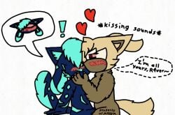 1boy 1girls anthro assertive_female blonde_fur blue_fur blush body_writing brown_fur canine cat_ears dog_ears feline female female_furry floppy_ears furry hair_covering_eye high_ponytail horny_female kissing kittydog_(species) making_out male male/female male_and_female_focus male_furry mobian_(species) nude oc oc_x_canon open_eyes original_character r4ver_the_kittydog sonic_the_hedgehog_(comics) sonic_the_hedgehog_(idw) straight tail whisper_the_wolf wolf_ears wolf_girl