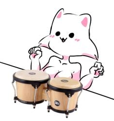 anthro blush bongo_cat bongos breasts convenient_censoring feline female meme_reference nekuzx silly_cats