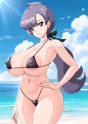 1girls alternate_breast_size anabel_(pokemon) bikini breasts female female_only hips huge_breasts human light-skinned_female light_skin long_hair nintendo pokemon pokemon_oras pokemon_rse pokemon_sm purple_eyes purple_hair s.forest solo thick_thighs thighs wide_hips