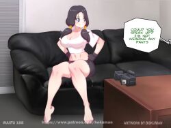 black_hair bokuman couch curvy dragon_ball that_one_couch videl