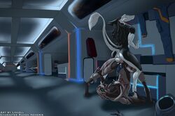 2016 alien anthro ass balls cum erection hi_res linuell male mass_effect penetration penis ramon_nemeris sergal turian video_games yaoi