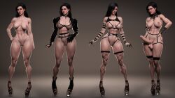 1futa 1girls 3d black_hair breasts completely_nude female fishnets futanari high_heels light-skinned_female lingerie nipples nude platform_heels purple_eyes pussy solo stiletto_heels the_witcher_(series) the_witcher_3:_wild_hunt thejaderabbit yennefer