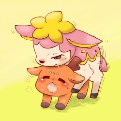 ambiguous_gender blush bodily_fluids breath deer deerling duo feral feral_on_feral generation_5_pokemon heart hi_res mammal nintendo pokemon pokemon_(species) sex spring_deerling sweat