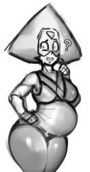 cartoon_network confused_look female female_focus female_only gem_(species) madheaven peridot_(steven_universe) pregnant pregnant_belly pregnant_female question_mark steven_universe