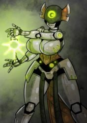 1girls big_breasts cable cables female glowing glowing_eyes machine necron one_eye one_girl robot robot_humanoid sexualyeti thick_thighs warhammer_(franchise) warhammer_40k wide_hips wires