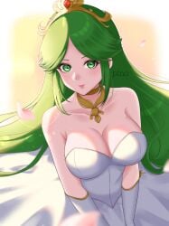 1girls breasts female female_only green_eyes green_hair kid_icarus nintendo palutena pino_(artist) solo