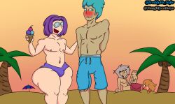 ass beach big_ass big_penis bon_(fnafhs) bonnie_(fnafhs) dark_skin fnafhs fnafhsrule34 freddyhsnsfw gay penis_under_clothes white_fur